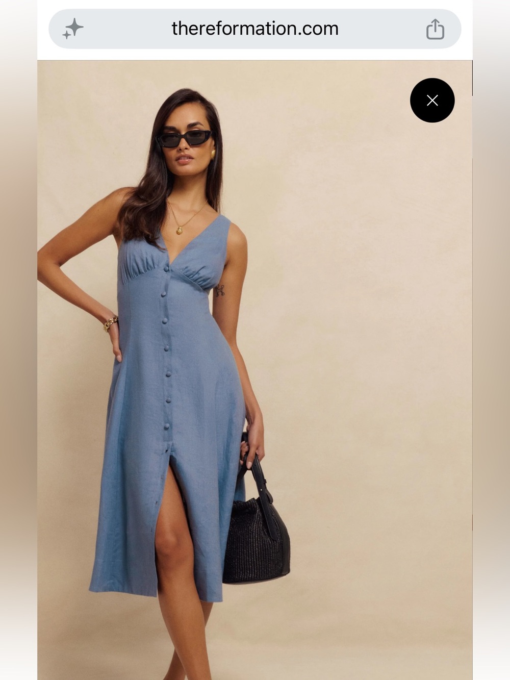 Reformation Sebastien Linen Midi Dress, Size 6, NWT - Picture 7 of 11